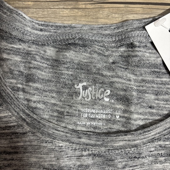 5/$20! Justice Girls Gray Heart Tee Shirt Black Pink White - Picture 3 of 6